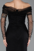 Robe de Soirée Longue Perlé Noir ABU5550