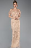 Robe de Soirée Longue Perlé Or ABU5557