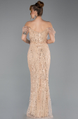 Robe de Soirée Longue Perlé Or ABU5557