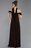 Robe de Soirée Grande Taille Longue Mousseline Brun ABU5551