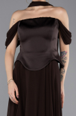 Robe de Soirée Grande Taille Longue Mousseline Brun ABU5551