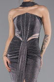 Robe de Soirée Longue Anthracite ABU5560