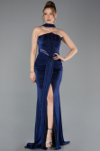 Robe de Soirée Longue Bleu Saxe ABU5560