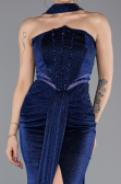 Robe de Soirée Longue Bleu Saxe ABU5560
