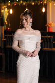 Robe de Soirée Longue Perlé Beige ABU5550