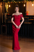 Robe de soirée longue épaules dénudées Bordeaux ABU5562