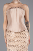 Robe de Soirée Longue Perlé Or ABU5556