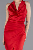Robe De Soirée Midi Satin Rouge ABK2506
