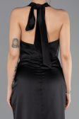 Robe De Soirée Midi Satin Noir ABK2506