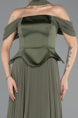 Robe de Soirée Longue Mousseline Kaki ABU5327