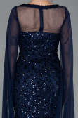 Robe de Soirée Longue Squameuse Bleu Marine ABU5589