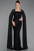 Robe de Soirée Longue Squameuse Noir ABU5589