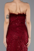 Robe de Soirée Longue Perlé Rouge Bordeaux ABU5590