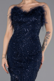 Robe de Soirée Longue Perlé Bleu Marine ABU5590
