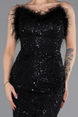 Robe de Soirée Longue Perlé Noir ABU5590