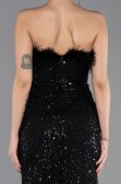 Robe de Soirée Longue Perlé Noir ABU5590