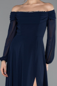 Robe de Soirée Longue Mousseline Bleu Marine ABU5591