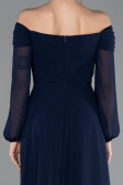 Robe de Soirée Longue Mousseline Bleu Marine ABU5591