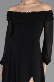 Robe de Soirée Longue Mousseline Noir ABU5591