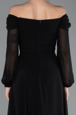 Robe de Soirée Longue Mousseline Noir ABU5591