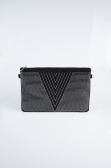 Sac de Soirée Pochette Couleur daim Noir-Argent KC414
