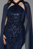 Robe de Soirée Longue Bleu Marine ABU5595