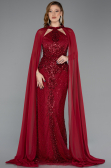 Robe de Soirée Longue Rouge Bordeaux ABU5595
