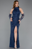 Robe Queue de Poisson Longue Dantelle Bleu Marine ABU5598