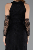 Robe Queue de Poisson Longue Dantelle Noir ABU5598
