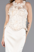 Robe de Soirée Longue Satin Or ABU5601