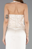 Robe de Soirée Longue Satin Or ABU5601