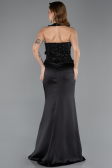 Robe de Soirée Longue Satin Noir ABU5601