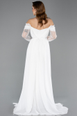 Robe de Soirée Longue Mousseline Blanc ABU5602