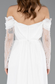 Robe de Soirée Longue Mousseline Blanc ABU5602