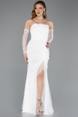 Robe de Soirée Longue Dantelle Blanc ABU5603
