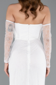 Robe de Soirée Longue Dantelle Blanc ABU5603
