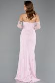 Robe de Soirée Longue Dantelle Poudre ABU5603