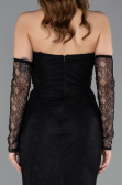 Robe de Soirée Longue Dantelle Noir ABU5603