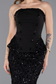 Robe Queue de Poisson Longue Dantelle Noir ABU5612