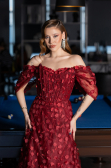 Robe de Soirée Longue Rouge Bordeaux ABU5611