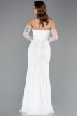 Robe de Soirée Longue Dantelle Blanc ABU5603