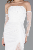Robe de Soirée Longue Dantelle Blanc ABU5603