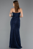 Robe de Soirée Longue Dantelle Bleu Marine ABU5587