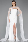 Robe de Soirée Longue Dantelle Blanc ABU5614