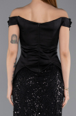 Robe de Soirée Longue Perlé Noir ABU5616