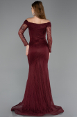 Robe de Soirée Longue Dantelle Rouge Bordeaux ABU5617