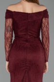 Robe de Soirée Longue Dantelle Rouge Bordeaux ABU5617