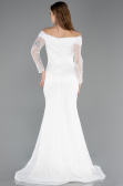 Robe de Soirée Longue Dantelle Blanc ABU5617