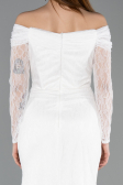 Robe de Soirée Longue Dantelle Blanc ABU5617