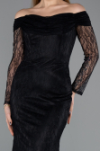 Robe de Soirée Longue Dantelle Noir ABU5617